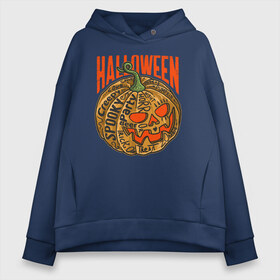 Женское худи Oversize хлопок с принтом Halloween тыква в Тюмени, френч-терри — 70% хлопок, 30% полиэстер. Мягкий теплый начес внутри —100% хлопок | боковые карманы, эластичные манжеты и нижняя кромка, капюшон на магнитной кнопке | blood | diablo | haloween | horror | дьявол | зомби | кости | кровь | мозги | мясо | страшилка | ужасы | хеллоуин | хелоуин