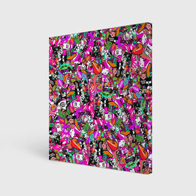 Холст квадратный с принтом $-tickers в Тюмени, 100% ПВХ |  | abstraction | background | colorful | jdm | sticker | stickers | style | texture | абстракция | наклейки | разноцветный | стикер | стиль | текстура | фон