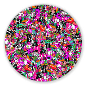 Коврик для мышки круглый с принтом $-tickers в Тюмени, резина и полиэстер | круглая форма, изображение наносится на всю лицевую часть | abstraction | background | colorful | jdm | sticker | stickers | style | texture | абстракция | наклейки | разноцветный | стикер | стиль | текстура | фон