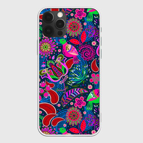 Чехол для iPhone 12 Pro Max с принтом PreSt в Тюмени, Силикон |  | birds | branches | bright | colorful | flowers | folklore | leaves | motley | ornament | pattern | tangled | ветки | запутанный | листья | орнамент | пестрый | птицы | разноцветный | узор | фольклор | цветы | яркий