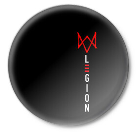 Значок с принтом Watch Dogs: Legion в Тюмени,  металл | круглая форма, металлическая застежка в виде булавки | dedsec | dogs | game | legion | ubisoft | watch | хакер | хакеры