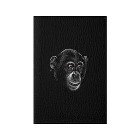 Обложка для паспорта матовая кожа с принтом Обезьяна в Тюмени, натуральная матовая кожа | размер 19,3 х 13,7 см; прозрачные пластиковые крепления | животные | обезьяна | обезьяны | приматы | шимпанзе