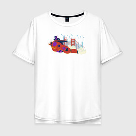 Мужская футболка хлопок Oversize с принтом Baymax and Hiro в Тюмени, 100% хлопок | свободный крой, круглый ворот, “спинка” длиннее передней части | Тематика изображения на принте: baymax | big hero 6 | disney | vdkimel | бэймакс | город героев 6 | дисней