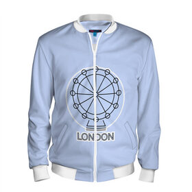 Мужской бомбер 3D с принтом Лондон London Eye в Тюмени, 100% полиэстер | застегивается на молнию, по бокам два кармана без застежек, по низу бомбера и на воротнике - эластичная резинка | blue circle | england | english | europe | eye | gb | icon | london | travel | uk | vacation | англия | аттракцион | великобритания | европа | иконка | колесо обозрения | лондон | лондонский глаз | надпись | отпуск | поездка | путешествие |