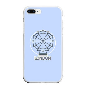 Чехол для iPhone 7Plus/8 Plus матовый с принтом Лондон London Eye в Тюмени, Силикон | Область печати: задняя сторона чехла, без боковых панелей | Тематика изображения на принте: blue circle | england | english | europe | eye | gb | icon | london | travel | uk | vacation | англия | аттракцион | великобритания | европа | иконка | колесо обозрения | лондон | лондонский глаз | надпись | отпуск | поездка | путешествие |