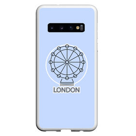 Чехол для Samsung Galaxy S10 с принтом Лондон London Eye в Тюмени, Силикон | Область печати: задняя сторона чехла, без боковых панелей | Тематика изображения на принте: blue circle | england | english | europe | eye | gb | icon | london | travel | uk | vacation | англия | аттракцион | великобритания | европа | иконка | колесо обозрения | лондон | лондонский глаз | надпись | отпуск | поездка | путешествие |
