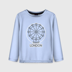 Детский лонгслив 3D с принтом Лондон London Eye в Тюмени, 100% полиэстер | длинные рукава, круглый вырез горловины, полуприлегающий силуэт
 | blue circle | england | english | europe | eye | gb | icon | london | travel | uk | vacation | англия | аттракцион | великобритания | европа | иконка | колесо обозрения | лондон | лондонский глаз | надпись | отпуск | поездка | путешествие |