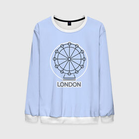 Мужской свитшот 3D с принтом Лондон London Eye в Тюмени, 100% полиэстер с мягким внутренним слоем | круглый вырез горловины, мягкая резинка на манжетах и поясе, свободная посадка по фигуре | blue circle | england | english | europe | eye | gb | icon | london | travel | uk | vacation | англия | аттракцион | великобритания | европа | иконка | колесо обозрения | лондон | лондонский глаз | надпись | отпуск | поездка | путешествие |