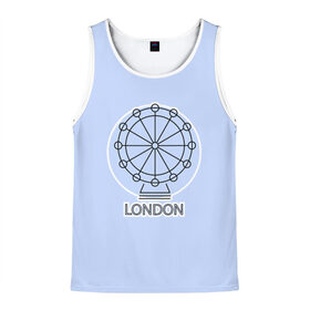 Мужская майка 3D с принтом Лондон London Eye в Тюмени, 100% полиэстер | круглая горловина, приталенный силуэт, длина до линии бедра. Пройма и горловина окантованы тонкой бейкой | Тематика изображения на принте: blue circle | england | english | europe | eye | gb | icon | london | travel | uk | vacation | англия | аттракцион | великобритания | европа | иконка | колесо обозрения | лондон | лондонский глаз | надпись | отпуск | поездка | путешествие |