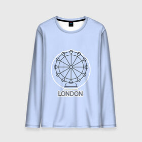 Мужской лонгслив 3D с принтом Лондон London Eye в Тюмени, 100% полиэстер | длинные рукава, круглый вырез горловины, полуприлегающий силуэт | blue circle | england | english | europe | eye | gb | icon | london | travel | uk | vacation | англия | аттракцион | великобритания | европа | иконка | колесо обозрения | лондон | лондонский глаз | надпись | отпуск | поездка | путешествие |