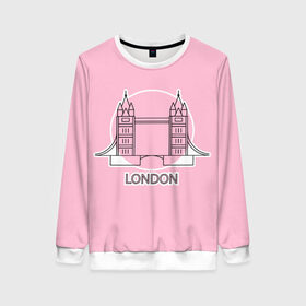 Женский свитшот 3D с принтом Лондон London Tower bridge в Тюмени, 100% полиэстер с мягким внутренним слоем | круглый вырез горловины, мягкая резинка на манжетах и поясе, свободная посадка по фигуре | bridge | england | english | gb | london | tower | uk | английский | англия | башни | великобритания | закат | иконка | лайнарт | лондон | мост | надпись | розовый круг | слово | тауэрский | юк