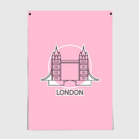 Постер с принтом Лондон London Tower bridge в Тюмени, 100% бумага
 | бумага, плотность 150 мг. Матовая, но за счет высокого коэффициента гладкости имеет небольшой блеск и дает на свету блики, но в отличии от глянцевой бумаги не покрыта лаком | bridge | england | english | gb | london | tower | uk | английский | англия | башни | великобритания | закат | иконка | лайнарт | лондон | мост | надпись | розовый круг | слово | тауэрский | юк