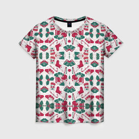 Женская футболка 3D с принтом НОВОГОДНЯЯ АТМОСФЕРА в Тюмени, 100% полиэфир ( синтетическое хлопкоподобное полотно) | прямой крой, круглый вырез горловины, длина до линии бедер | 