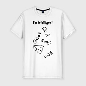 Мужская футболка хлопок Slim с принтом big brain в Тюмени, 92% хлопок, 8% лайкра | приталенный силуэт, круглый вырез ворота, длина до линии бедра, короткий рукав | big brain | большой мозг | физика | формулы | черно белое | шпоры
