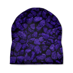 Шапка 3D с принтом Purple-$tone$ в Тюмени, 100% полиэстер | универсальный размер, печать по всей поверхности изделия | abstraction | forms | gravel | pebbles | purple | stones | texture | абстракция | галька | гравий | камни | текстура | фиолетовый | формы