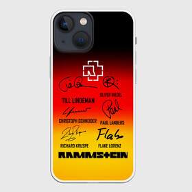 Чехол для iPhone 13 mini с принтом RAMMSTEIN АВТОГРАФЫ УЧАСТНИКОВ в Тюмени,  |  | du hast | mein herz | rammstein | rammstein sonne. | группа rammstein | ду хаст | песня рамштайн | рамштайн | тилль линдеманн