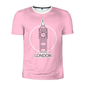 Мужская футболка 3D спортивная с принтом Биг Бен, Лондон, London в Тюмени, 100% полиэстер с улучшенными характеристиками | приталенный силуэт, круглая горловина, широкие плечи, сужается к линии бедра | Тематика изображения на принте: big ben | clock | england | europe | london | pink | travel | англия | башня | башня елизаветы | биг бен | великобритания | европа | иконка | круг | лондон | надпись | путешествия | розовый | символ | часы