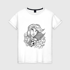 Женская футболка хлопок с принтом Водолей в Тюмени, 100% хлопок | прямой крой, круглый вырез горловины, длина до линии бедер, слегка спущенное плечо | 