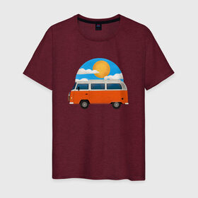 Мужская футболка хлопок с принтом Volkswagen t1 в Тюмени, 100% хлопок | прямой крой, круглый вырез горловины, длина до линии бедер, слегка спущенное плечо. | t1 | volkswagent1 | автобус | иллюстрация | машина | микроавтобус | ретро