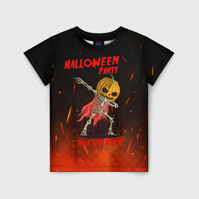 Детская футболка 3D с принтом Halloween Party в Тюмени, 100% гипоаллергенный полиэфир | прямой крой, круглый вырез горловины, длина до линии бедер, чуть спущенное плечо, ткань немного тянется | blood | diablo | haloween | horror | дьявол | зомби | кости | кровь | мозги | мясо | страшилка | ужасы | хеллоуин | хелоуин