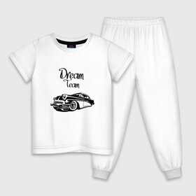 Детская пижама хлопок с принтом Dream Team в Тюмени, 100% хлопок |  брюки и футболка прямого кроя, без карманов, на брюках мягкая резинка на поясе и по низу штанин
 | Тематика изображения на принте: american cars | car | dream | muscle car | team | авто | автомобиль | надпись | тюнинг