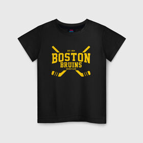 Детская футболка хлопок с принтом Boston Bruins в Тюмени, 100% хлопок | круглый вырез горловины, полуприлегающий силуэт, длина до линии бедер | boston | boston bruins | bruins | hockey | nhl | usa | бостон | бостон брюинз | нхл | спорт | сша | хоккей | шайба
