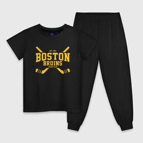 Детская пижама хлопок с принтом Boston Bruins в Тюмени, 100% хлопок |  брюки и футболка прямого кроя, без карманов, на брюках мягкая резинка на поясе и по низу штанин
 | Тематика изображения на принте: boston | boston bruins | bruins | hockey | nhl | usa | бостон | бостон брюинз | нхл | спорт | сша | хоккей | шайба