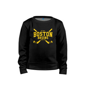 Детский свитшот хлопок с принтом Boston Bruins в Тюмени, 100% хлопок | круглый вырез горловины, эластичные манжеты, пояс и воротник | Тематика изображения на принте: boston | boston bruins | bruins | hockey | nhl | usa | бостон | бостон брюинз | нхл | спорт | сша | хоккей | шайба