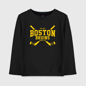 Детский лонгслив хлопок с принтом Boston Bruins в Тюмени, 100% хлопок | круглый вырез горловины, полуприлегающий силуэт, длина до линии бедер | boston | boston bruins | bruins | hockey | nhl | usa | бостон | бостон брюинз | нхл | спорт | сша | хоккей | шайба