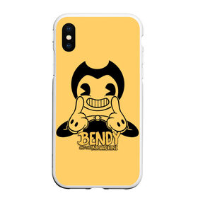 Чехол для iPhone XS Max матовый с принтом Bendy And The Ink Machine в Тюмени, Силикон | Область печати: задняя сторона чехла, без боковых панелей | bendy | bendy and the ink machine | бенди | бени | бенни | бэнди | детская | детям | игра | капли | компьютерная игра | краска | машина | подтеки | ужастик | чернила | чернильная