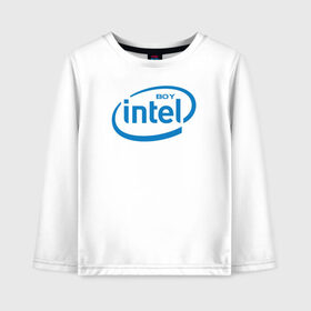 Детский лонгслив хлопок с принтом Intel Boy в Тюмени, 100% хлопок | круглый вырез горловины, полуприлегающий силуэт, длина до линии бедер | amd | amd boy | core | core i3 | core i5 | core i7 | cpu | intel | intel boy | интел | интел бой | процессор | цпу