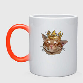 Кружка хамелеон с принтом Котик в Тюмени, керамика | меняет цвет при нагревании, емкость 330 мл | корона | кот | кот в короне | котейка | кошка | милый кот