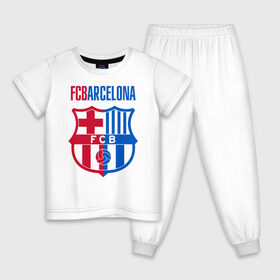 Детская пижама хлопок с принтом Barcelona FC в Тюмени, 100% хлопок |  брюки и футболка прямого кроя, без карманов, на брюках мягкая резинка на поясе и по низу штанин
 | barca | barcelona | club | fc | leo messi | soccer | spanish | барса | барселона | испанский | клуб | лео месси | фк | футбол | футбольный