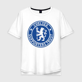 Мужская футболка хлопок Oversize с принтом Chelsea FC в Тюмени, 100% хлопок | свободный крой, круглый ворот, “спинка” длиннее передней части | Тематика изображения на принте: blue | chelsea | club | english | fc | football | london | retirees | soccer | английский | клуб | лондон | пенсионеры | синие | фк | футбол | футбольный | челси