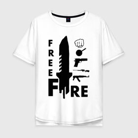 Мужская футболка хлопок Oversize с принтом GARENA FREE FIRE в Тюмени, 100% хлопок | свободный крой, круглый ворот, “спинка” длиннее передней части | free fire | free fire игра | garena fire fire | garena free fire | гарена фри фаер | гарена фри фаер алмазы. | фри фаер | фри фаер пк