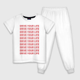 Детская пижама хлопок с принтом drive your live red в Тюмени, 100% хлопок |  брюки и футболка прямого кроя, без карманов, на брюках мягкая резинка на поясе и по низу штанин
 | 