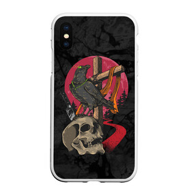 Чехол для iPhone XS Max матовый с принтом Ворона и череп в Тюмени, Силикон | Область печати: задняя сторона чехла, без боковых панелей | blood | diablo | haloween | horror | дьявол | зомби | кости | кровь | мозги | мясо | страшилка | ужасы | хеллоуин | хелоуин