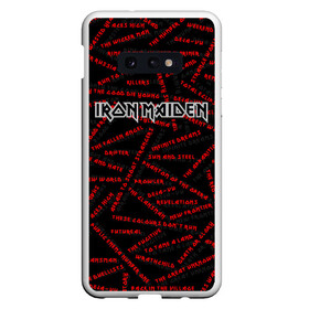 Чехол для Samsung S10E с принтом IRON MAIDEN SONGS (Z) в Тюмени, Силикон | Область печати: задняя сторона чехла, без боковых панелей | dave | iron maiden | murray | music | percy harris | rock | адриан смит | айрон мэйден | брюс дикинсон | дэйв мюррей | железная дева | музик | нико макбрэйн | рок | стив харрис | ужасы | хеви метал | яник герс