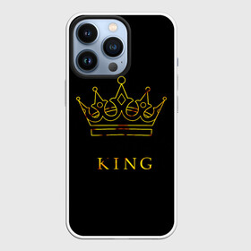 Чехол для iPhone 13 Pro с принтом KING в Тюмени,  |  | Тематика изображения на принте: золотая надпись | надпись король