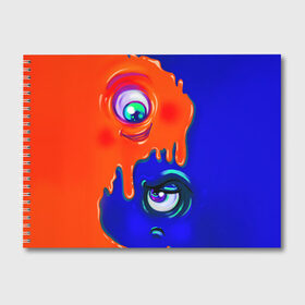 Альбом для рисования с принтом FUNNY EYES в Тюмени, 100% бумага
 | матовая бумага, плотность 200 мг. | Тематика изображения на принте: веселые глаза | глаза | капли | краски | цвета | эмоция