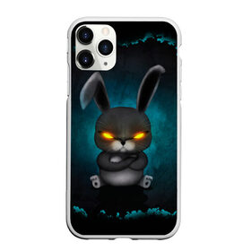 Чехол для iPhone 11 Pro матовый с принтом NEON HARE в Тюмени, Силикон |  | животное | заяц | злое | злые глаза | кролик | неон | плюшевое