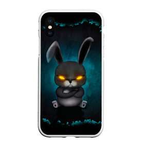 Чехол для iPhone XS Max матовый с принтом NEON HARE в Тюмени, Силикон | Область печати: задняя сторона чехла, без боковых панелей | животное | заяц | злое | злые глаза | кролик | неон | плюшевое