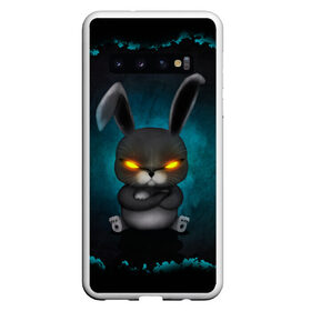 Чехол для Samsung Galaxy S10 с принтом NEON HARE в Тюмени, Силикон | Область печати: задняя сторона чехла, без боковых панелей | Тематика изображения на принте: животное | заяц | злое | злые глаза | кролик | неон | плюшевое