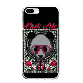 Чехол для iPhone 7Plus/8 Plus матовый с принтом Розовая жизнь в Тюмени, Силикон | Область печати: задняя сторона чехла, без боковых панелей | голова медведя. | голова панды | медведи | орнамент | панда | панда в розовых очках | розовая жизнь | розовый стиль | розы