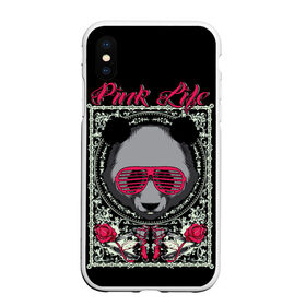Чехол для iPhone XS Max матовый с принтом Розовая жизнь в Тюмени, Силикон | Область печати: задняя сторона чехла, без боковых панелей | голова медведя. | голова панды | медведи | орнамент | панда | панда в розовых очках | розовая жизнь | розовый стиль | розы