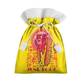 Подарочный 3D мешок с принтом Свиной фаст фуд в Тюмени, 100% полиэстер | Размер: 29*39 см | Тематика изображения на принте: бутерброд | гамбургеры | голова свиньи. | еда | свинина | свинья | фаст фуд
