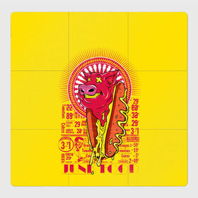 Магнитный плакат 3Х3 с принтом Свиной фаст фуд в Тюмени, Полимерный материал с магнитным слоем | 9 деталей размером 9*9 см | Тематика изображения на принте: бутерброд | гамбургеры | голова свиньи. | еда | свинина | свинья | фаст фуд