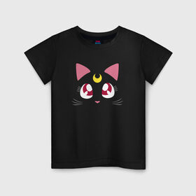 Детская футболка хлопок с принтом Luna Cat. Sailor Moon в Тюмени, 100% хлопок | круглый вырез горловины, полуприлегающий силуэт, длина до линии бедер | Тематика изображения на принте: anime | cute | аниме | взгляд | волшебство | глаза | киса | киска | кот | котенок | котэ | котя | кошка | лапочка | луна | магия | месяц | милый | мимими | мордочка | сейлор мун | хороший | япония