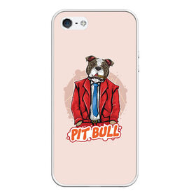 Чехол для iPhone 5/5S матовый с принтом Питбуль в Тюмени, Силикон | Область печати: задняя сторона чехла, без боковых панелей | pitbull | животные | питбуль | собака | юмор