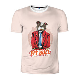 Мужская футболка 3D спортивная с принтом Питбуль в Тюмени, 100% полиэстер с улучшенными характеристиками | приталенный силуэт, круглая горловина, широкие плечи, сужается к линии бедра | Тематика изображения на принте: pitbull | животные | питбуль | собака | юмор